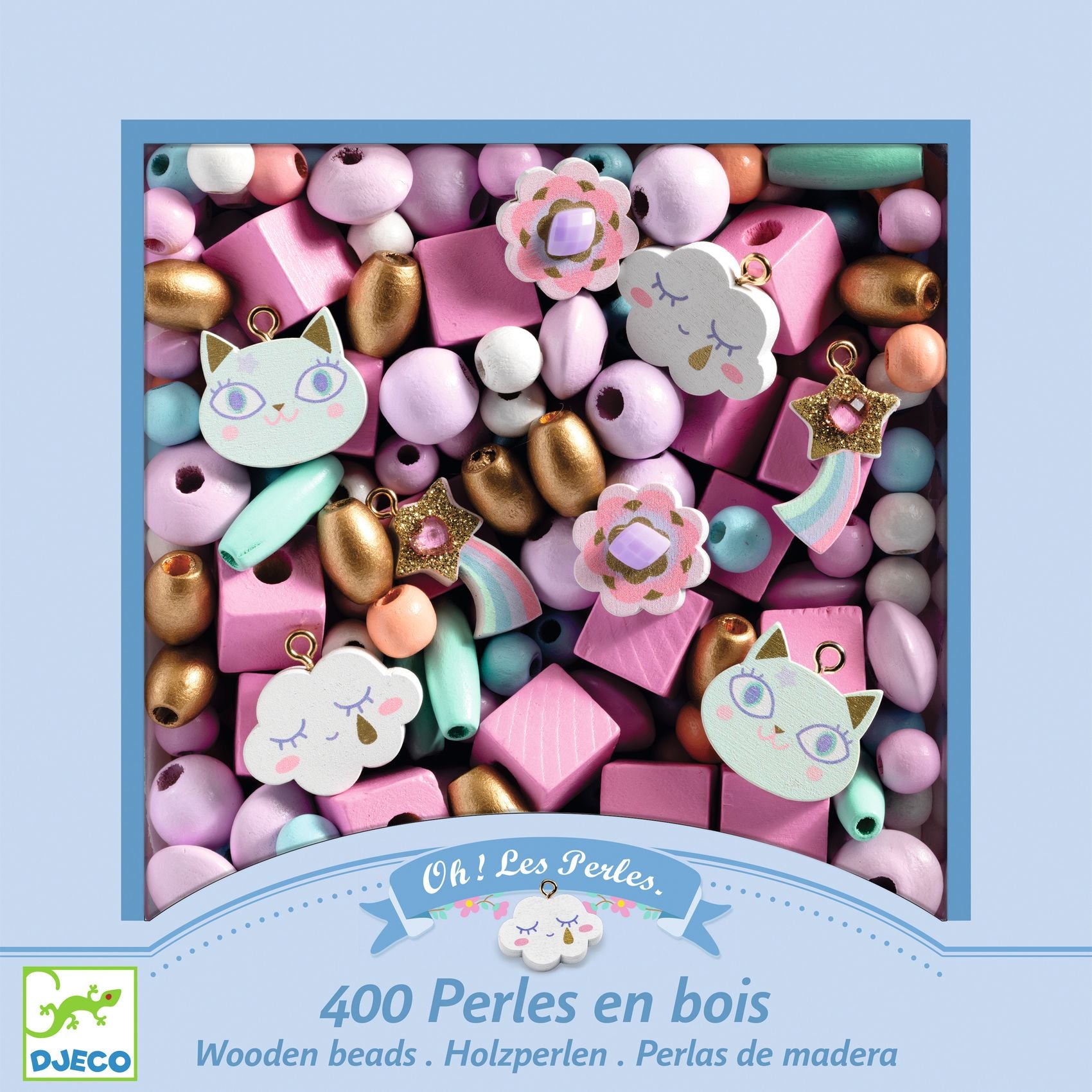 Djeco Djeco Wooden Beads - Rainbow - Pearls & Swines