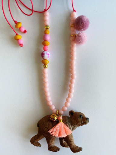 Bymelo Bymelo Animal Necklace - Bobbie Bear - Pearls & Swines