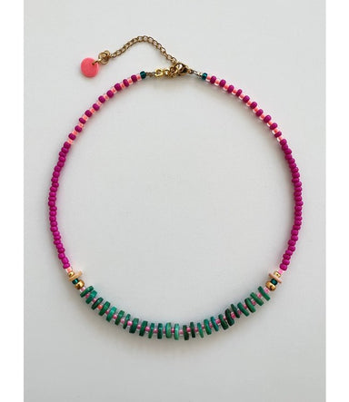 Bymelo Bymelo Necklace - Pink/Turquoise - Pearls & Swines