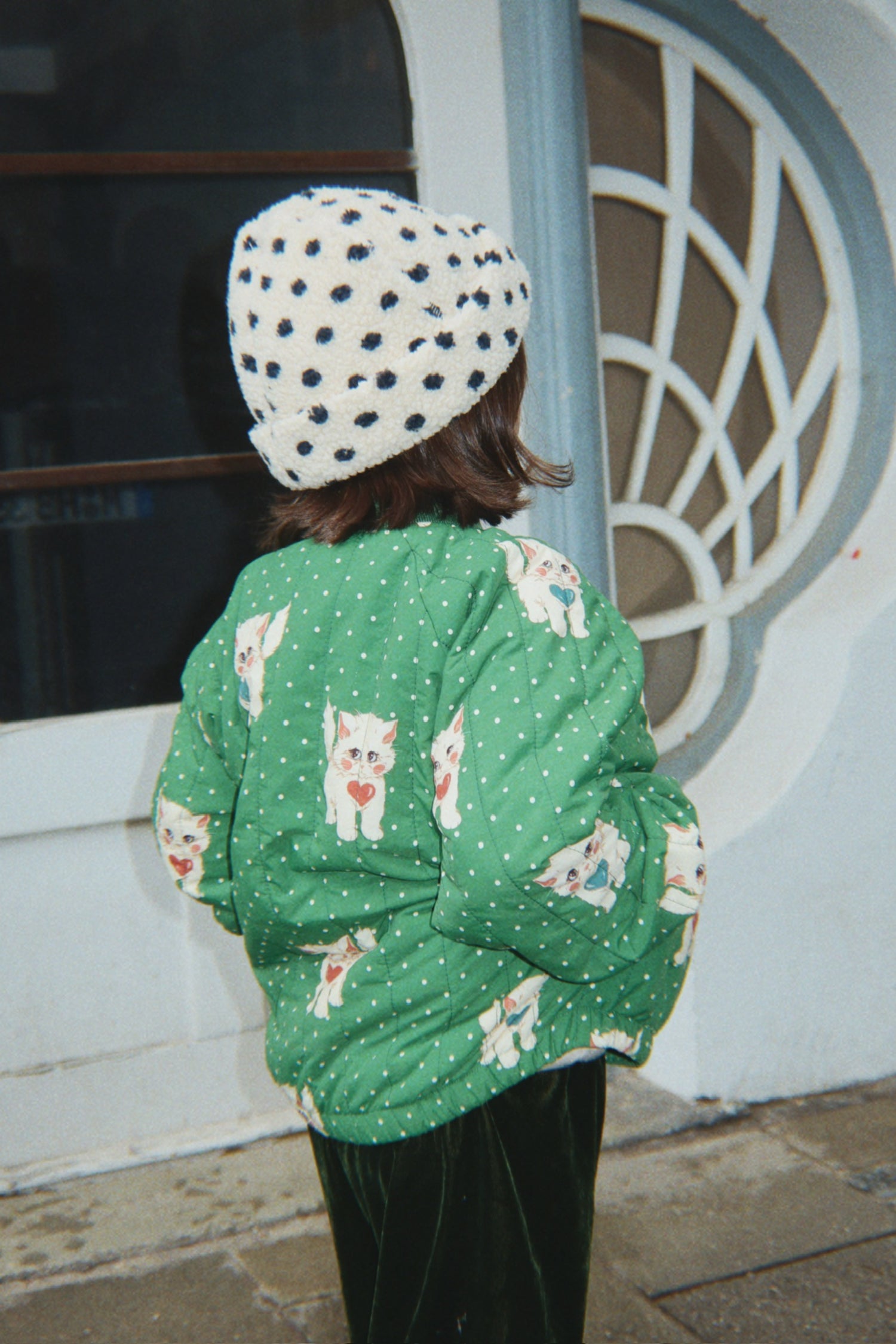 Konges Sløjd Konges Sløjd - Juno Printed Bomber Jacket - Dot Miao Verde - Pearls & Swines
