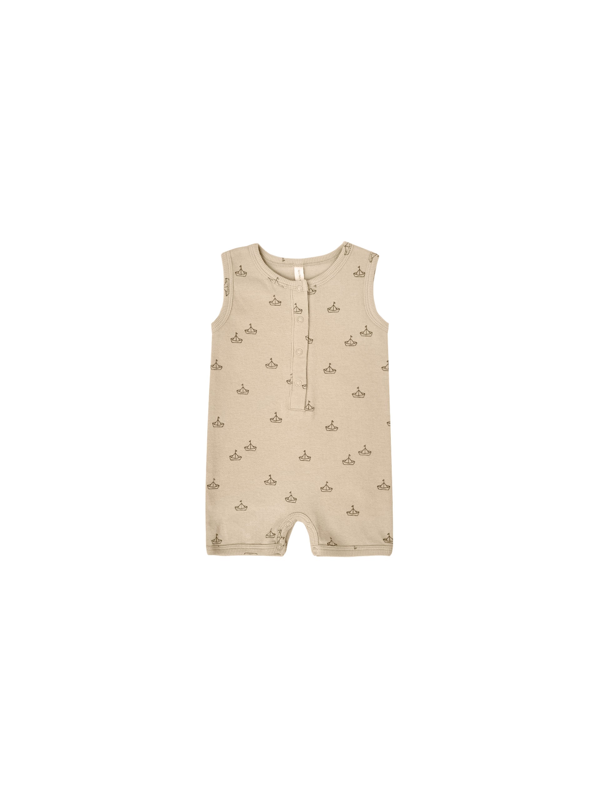 Quincy Mae Quincy Mae Ribbed Henley Romper - Boats - Pearls & Swines
