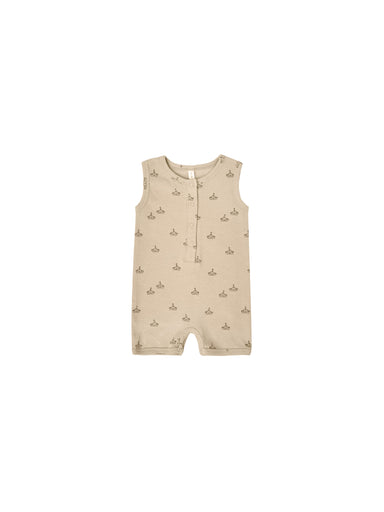 Quincy Mae Quincy Mae Ribbed Henley Romper - Boats - Pearls & Swines
