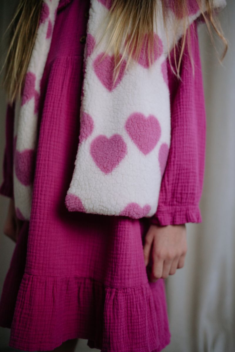 Daily Brat Daily Brat - Hearty Heart Teddy Vest - Soft Ivory - Pearls & Swines