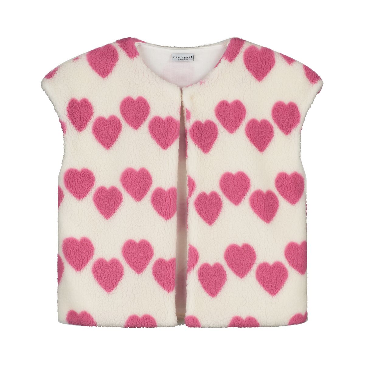Daily Brat Daily Brat - Hearty Heart Teddy Vest - Soft Ivory - Pearls & Swines