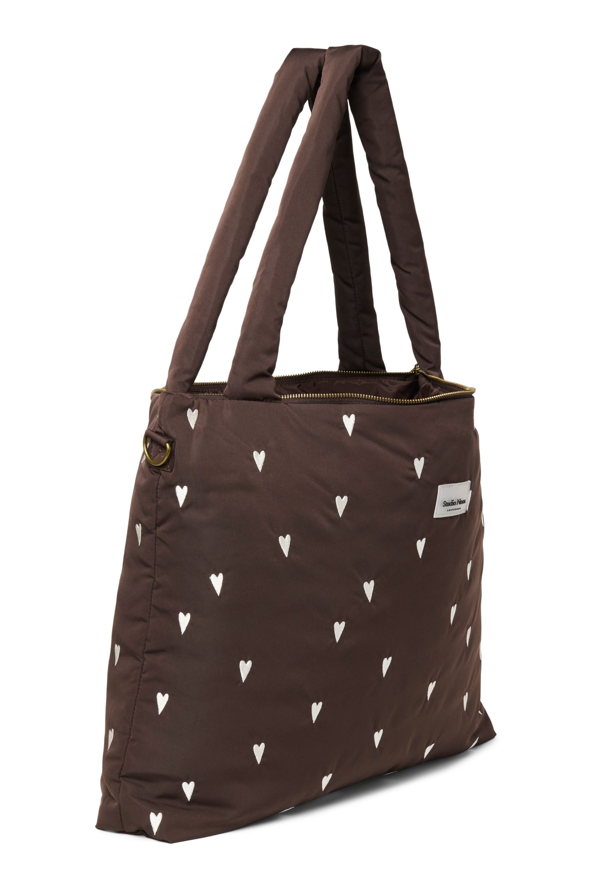 Pearls and Swines Studio Noos - Puffy Diaperbag - Brown Hearts - Pearls & Swines