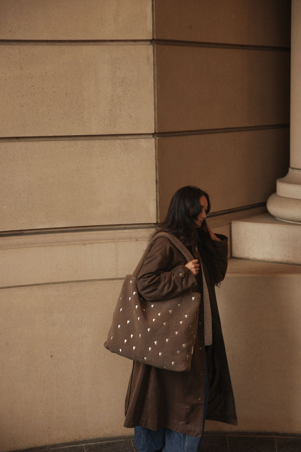 Pearls & Swines Studio Noos - Teddy Mom bag - Brown Hearts - Pearls & Swines