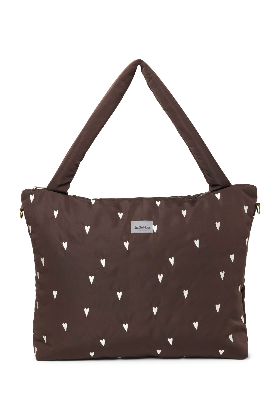 Pearls and Swines Studio Noos - Puffy Diaperbag - Brown Hearts - Pearls & Swines