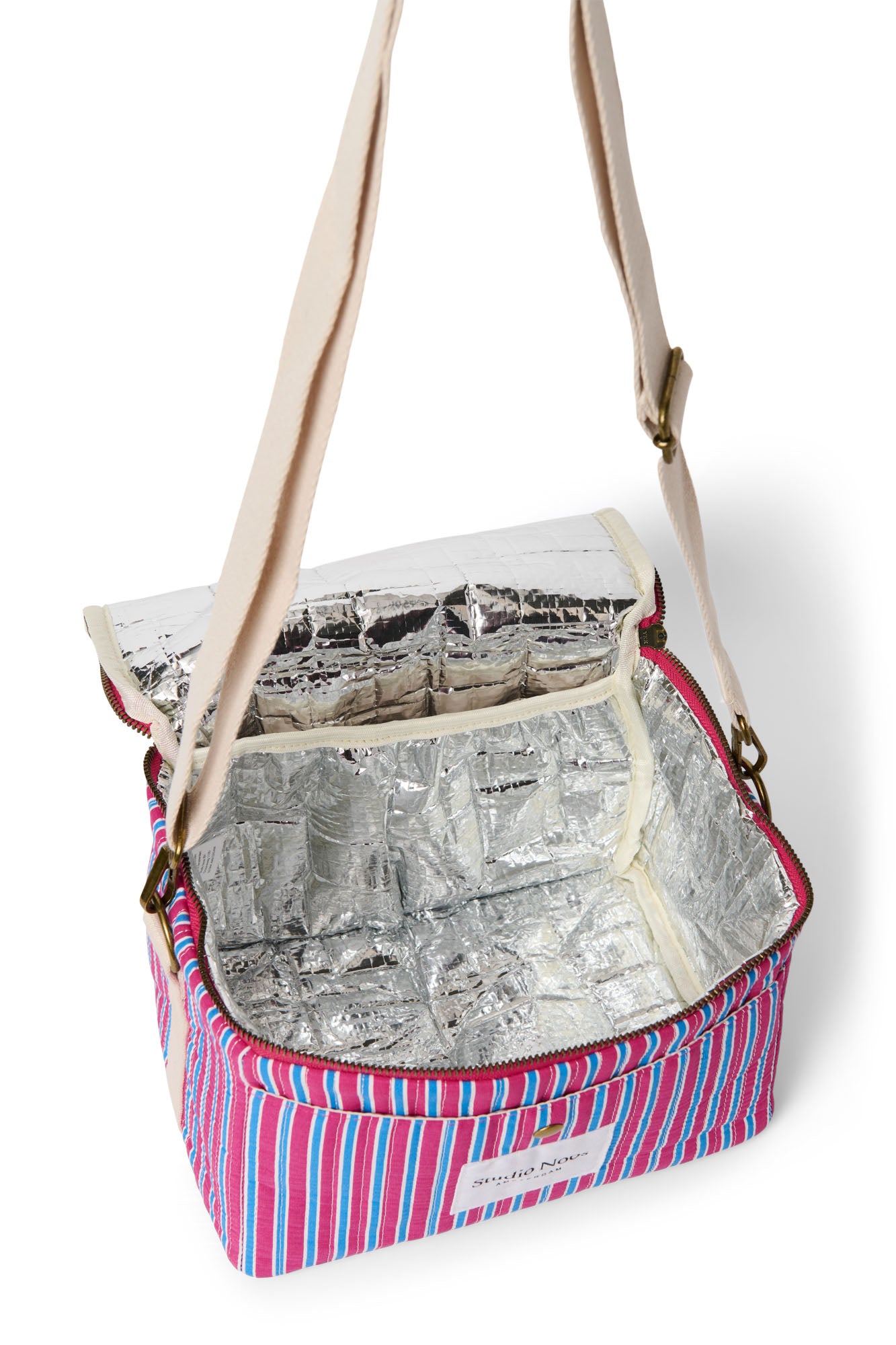 Pearls and Swines Studio Noos - Poplin Striped Cooler Bag - Raspberry - Pearls & Swines