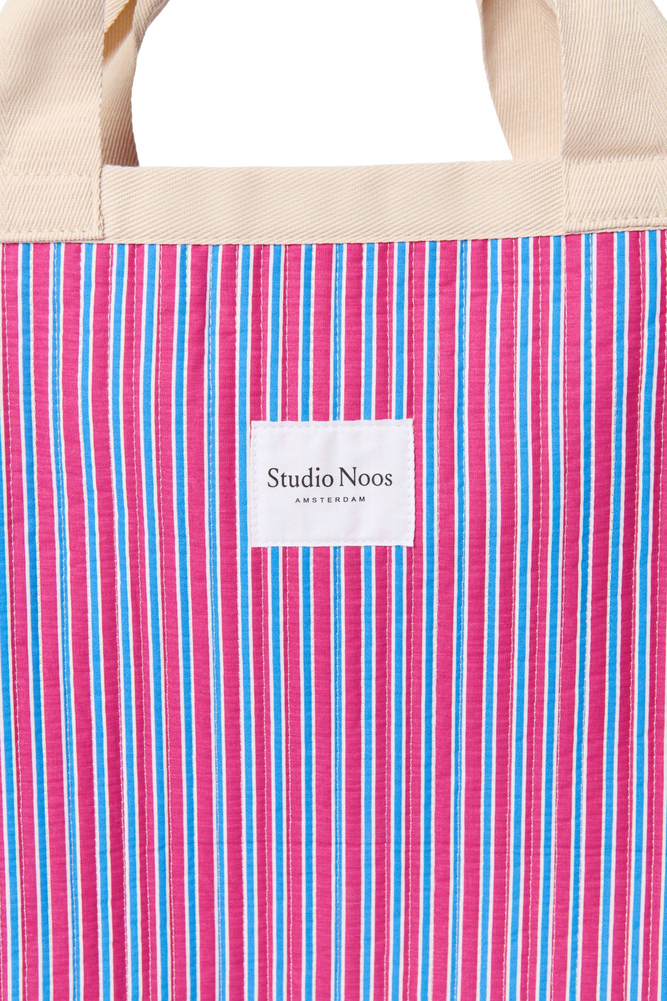 Pearls and Swines Studio Noos - Poplin Striped Beach bag - Raspberry - Pearls & Swines