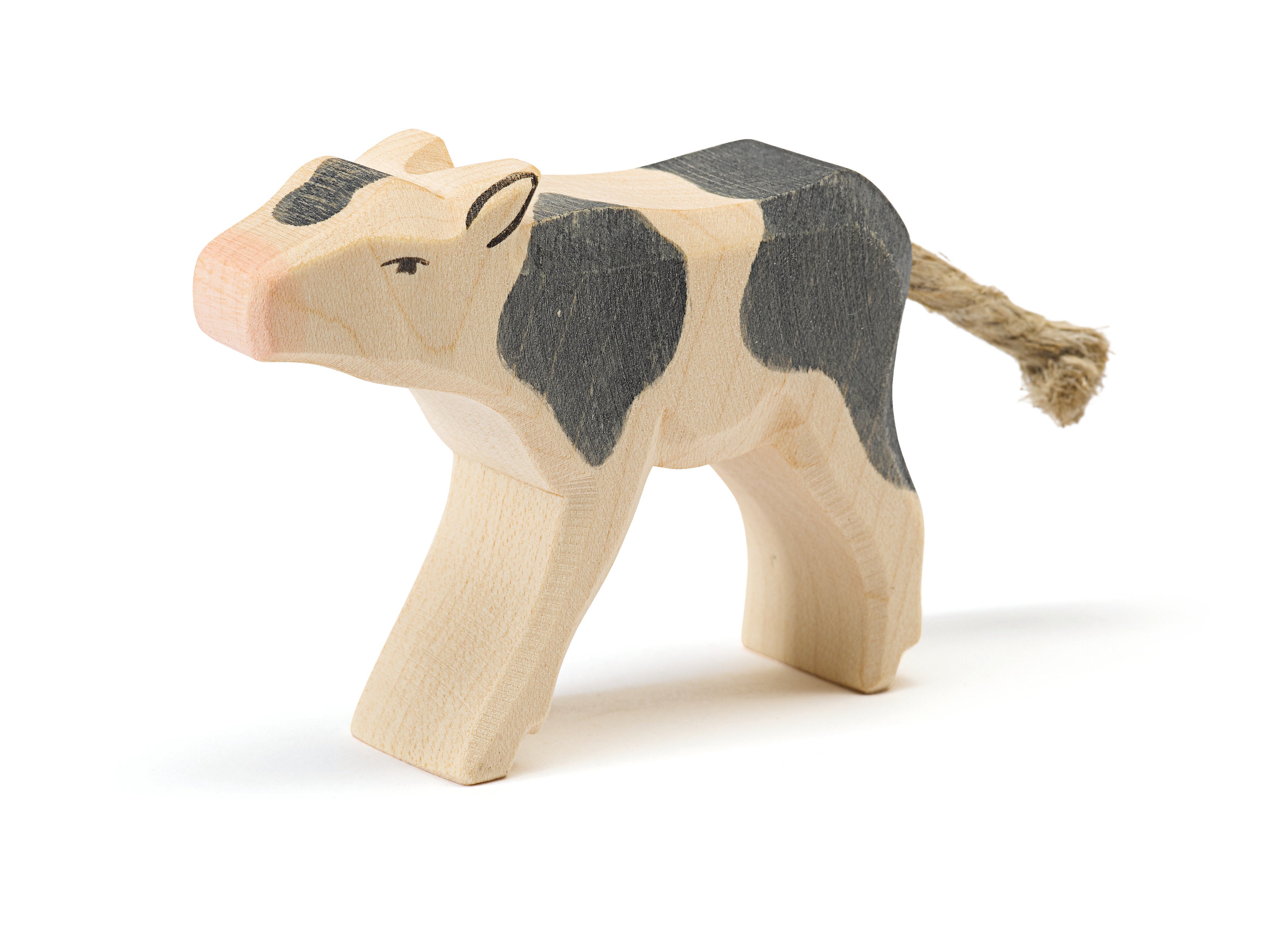 Ostheimer Ostheimer - Calf black & white drinking- Wooden animal - Pearls & Swines