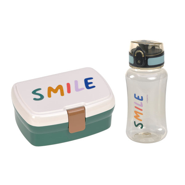 Lässig Lässig Lunch Set (Lunchbox & Drinking Bottle) - Little Gang, Smile Milky - Pearls & Swines