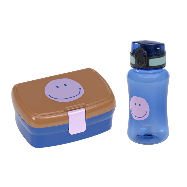 Lässig Lunch Set (Lunchbox & Drinking Bottle) - Little Gang, Smile caramel