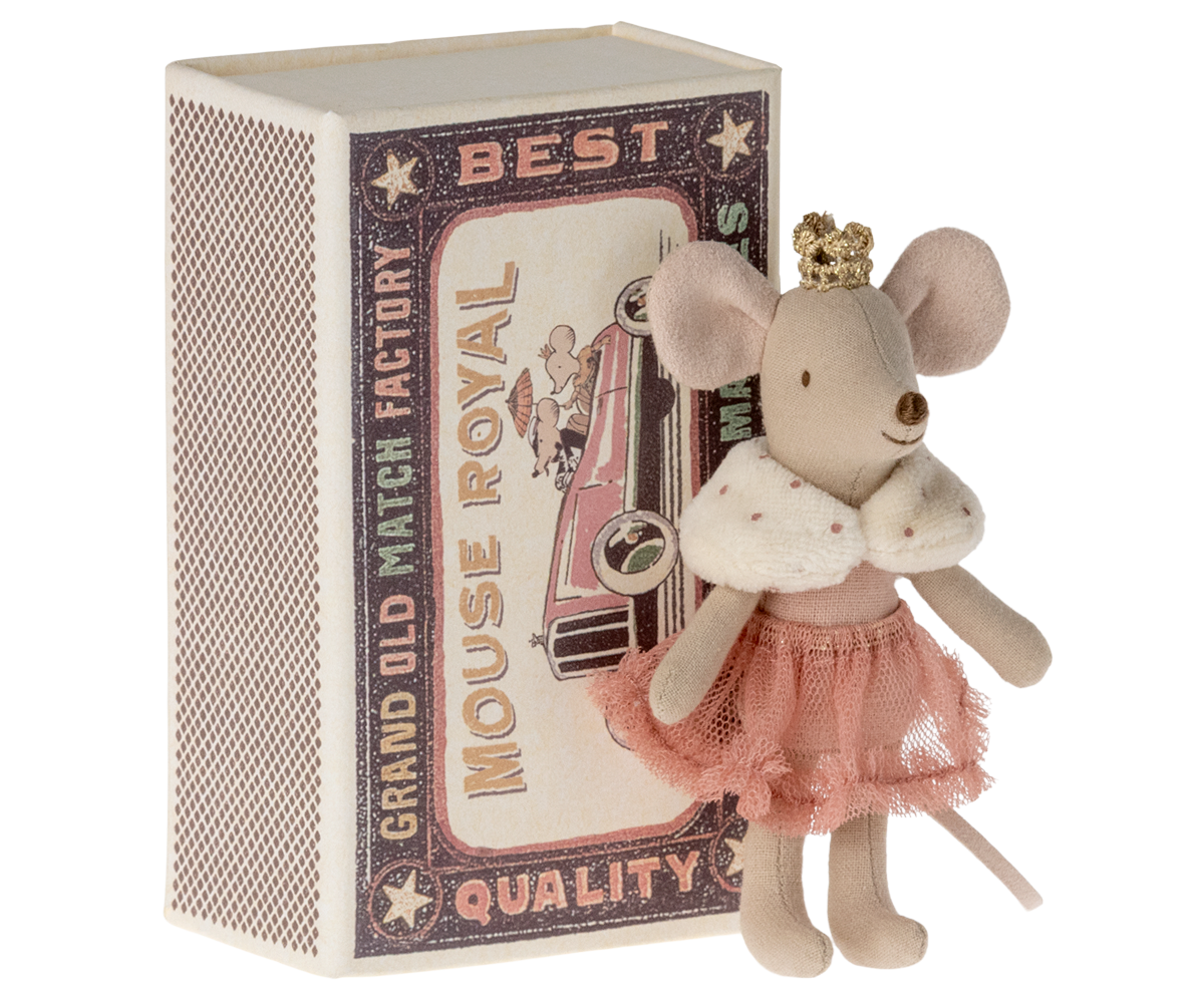 Maileg Maileg Princess Mouse, Little Sister in Matchbox - Pearls & Swines