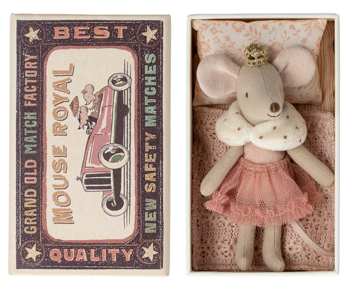 Maileg Maileg Princess Mouse, Little Sister in Matchbox - Pearls & Swines