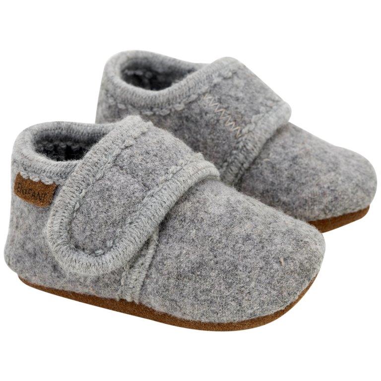 Enfant Enfant - Baby Wool Slippers - Grey Melange - Pearls & Swines