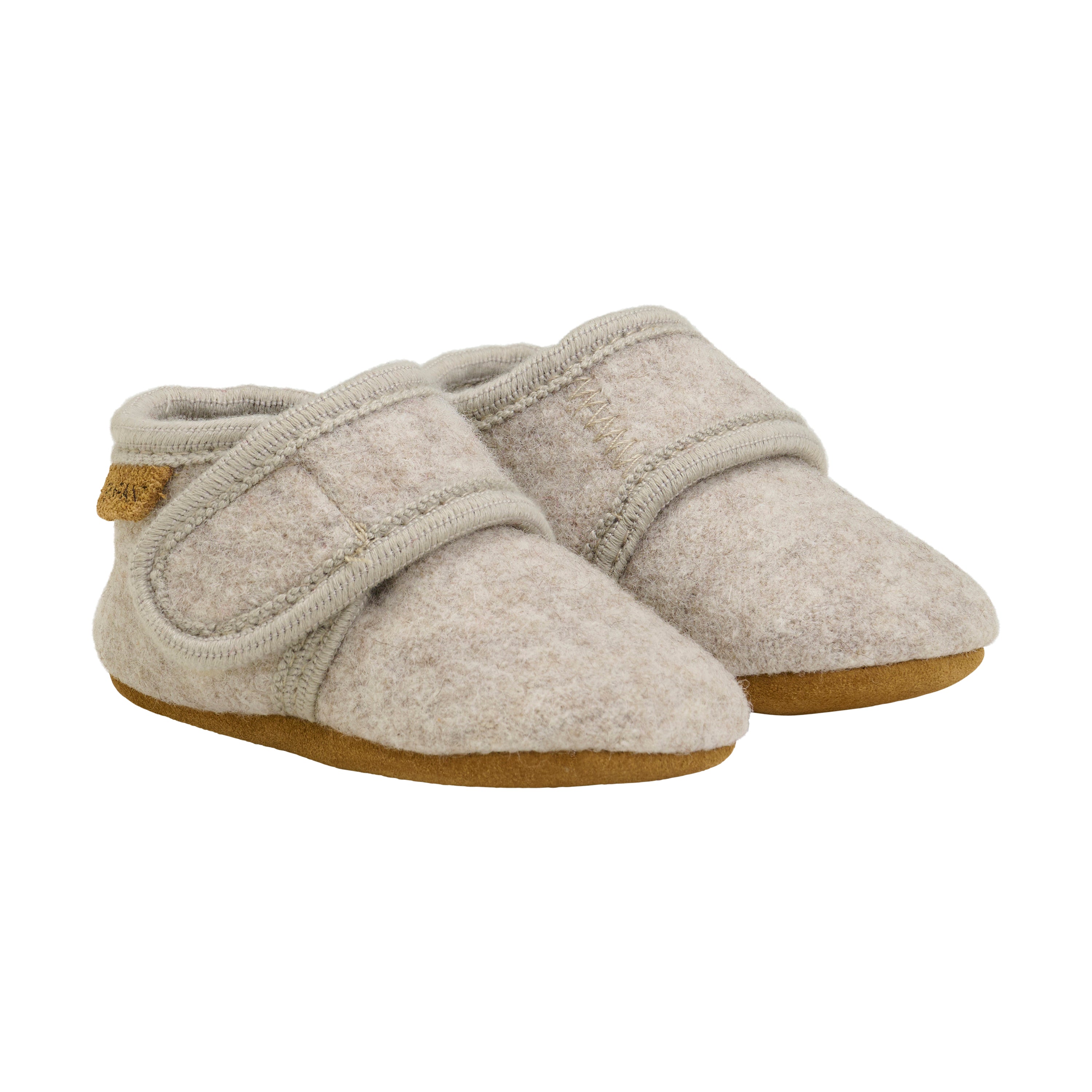 Enfant Enfant Baby Wool Slippers - Sand Melange - Pearls & Swines
