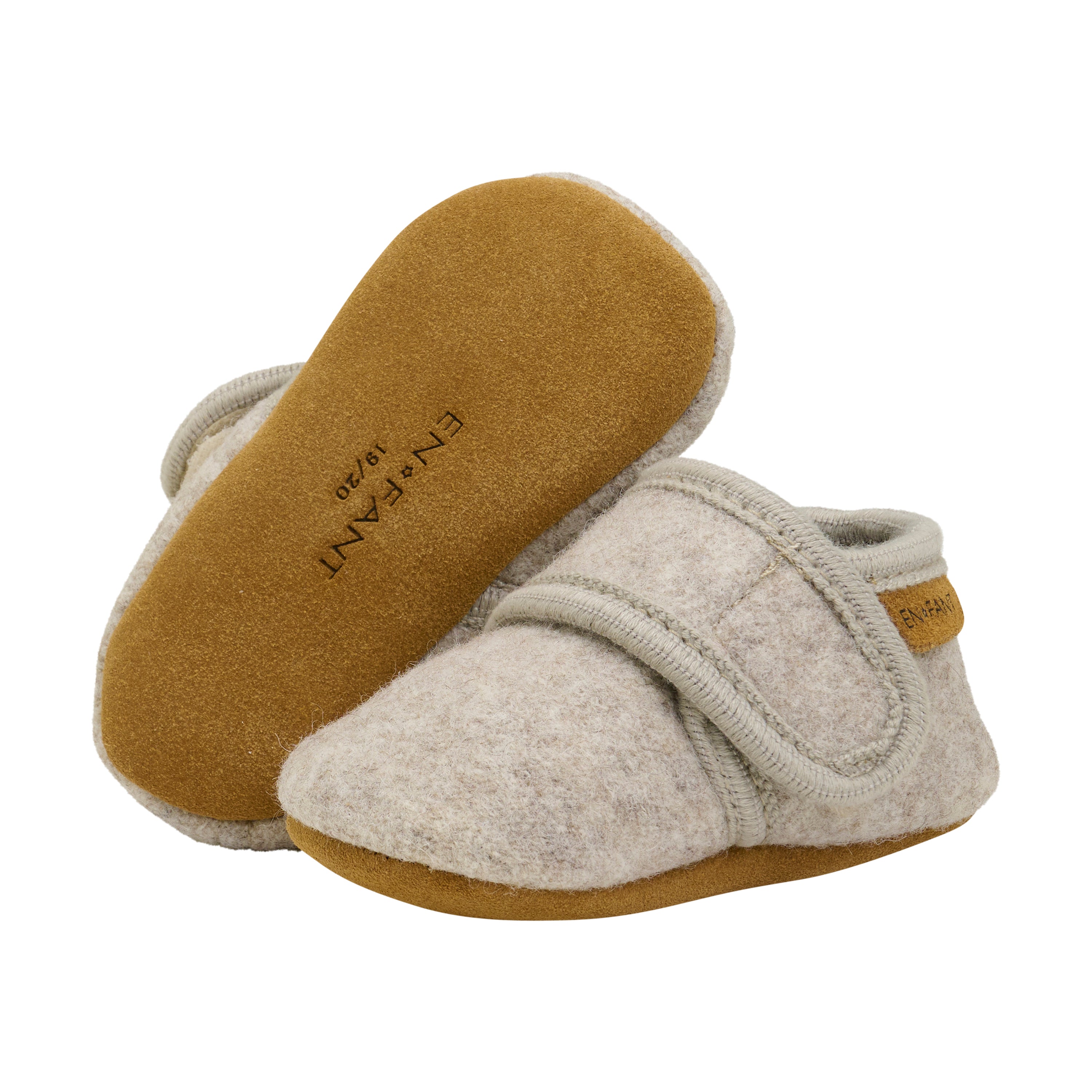 Enfant Enfant Baby Wool Slippers - Sand Melange - Pearls & Swines