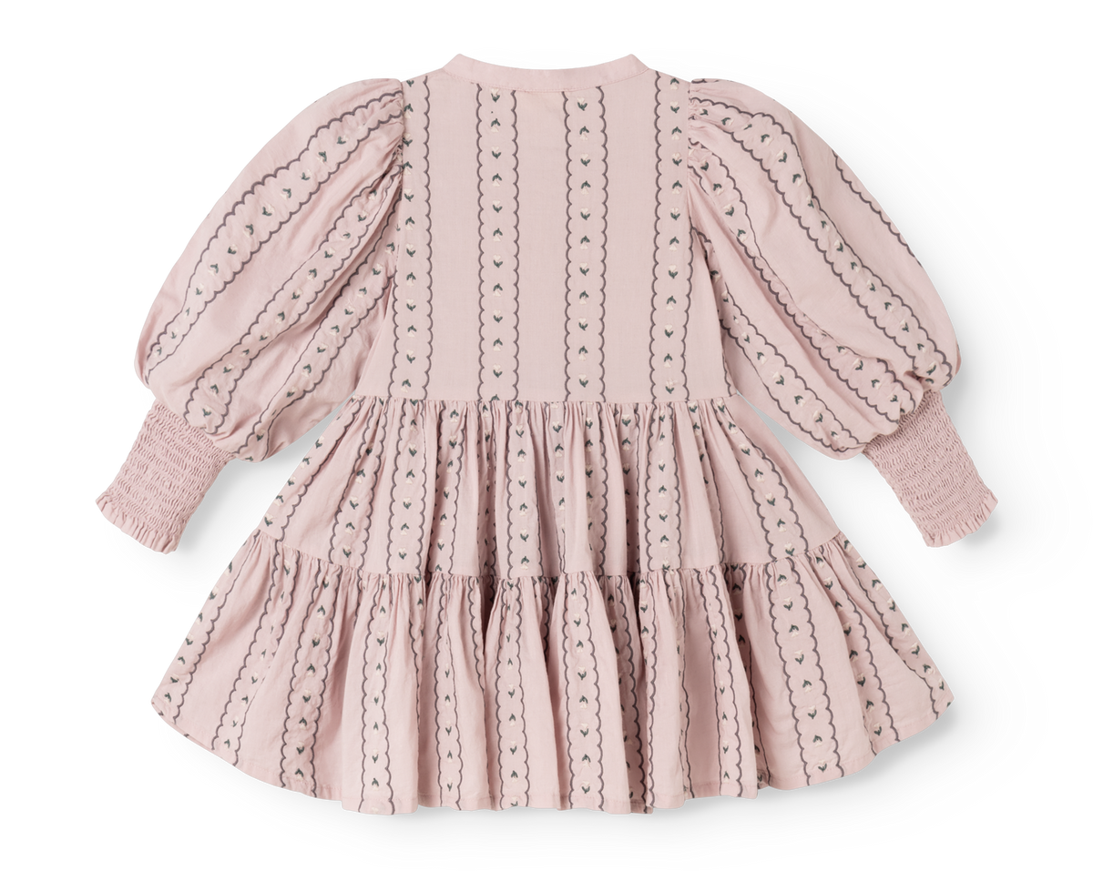 MarMar Copenhagen MarMar Copenhagen - Dela Light Embroidert Dresses - Dusty Purple Bloom - Pearls & Swines