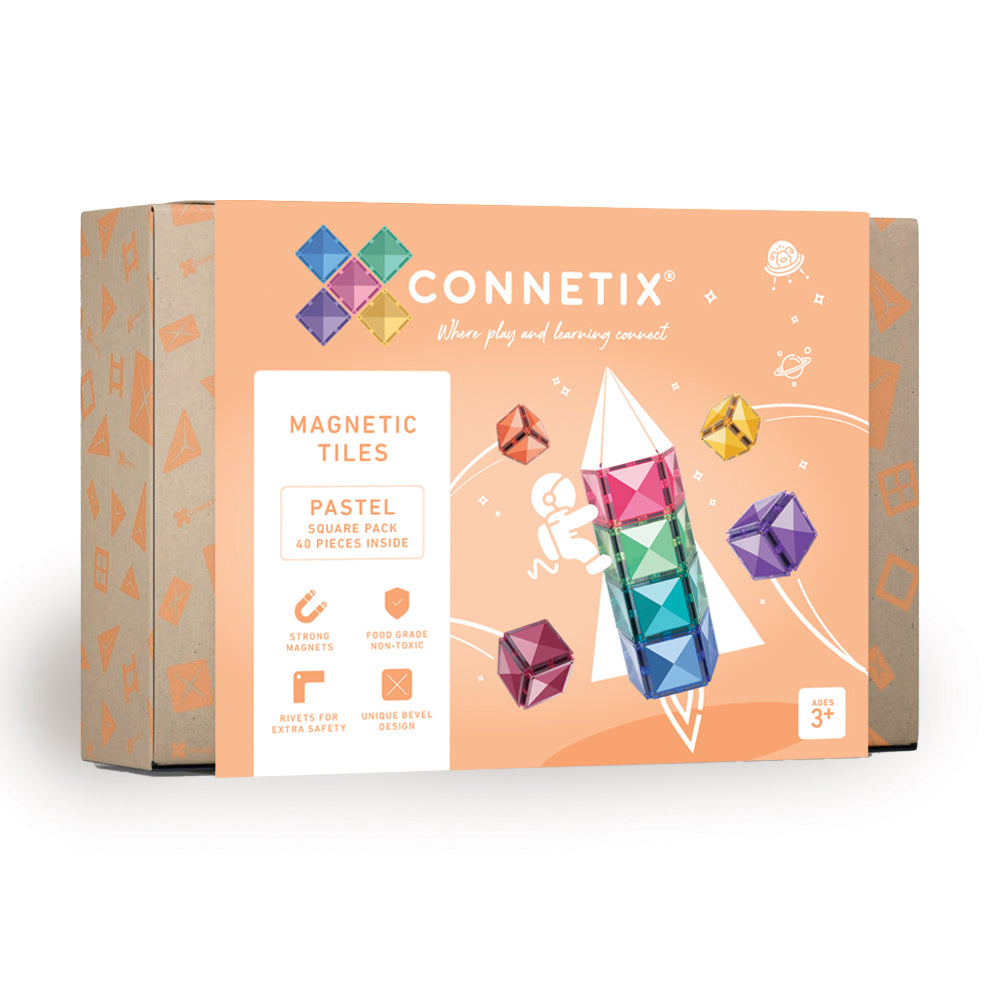 Connetix Tiles Connetix Tiles - Pastel Square - Pack 40 pc - Pearls & Swines