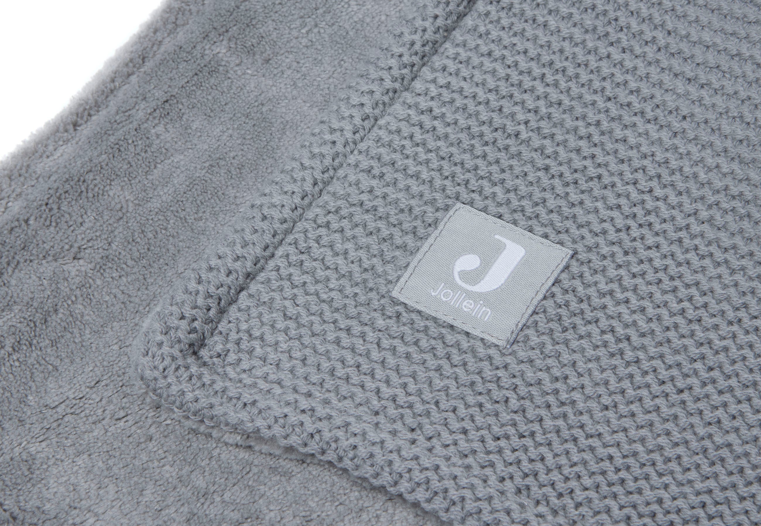 Jollein Jollein - Blanket Cradle Basic Knit Stone - Grey/Coral Fleece - Pearls & Swines