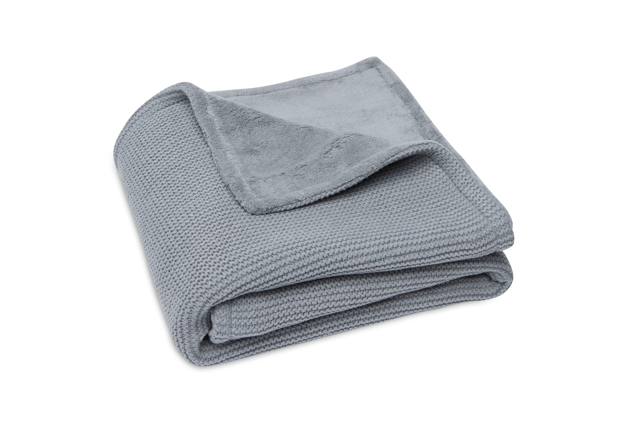 Jollein Jollein - Blanket Cradle Basic Knit Stone - Grey/Coral Fleece - Pearls & Swines