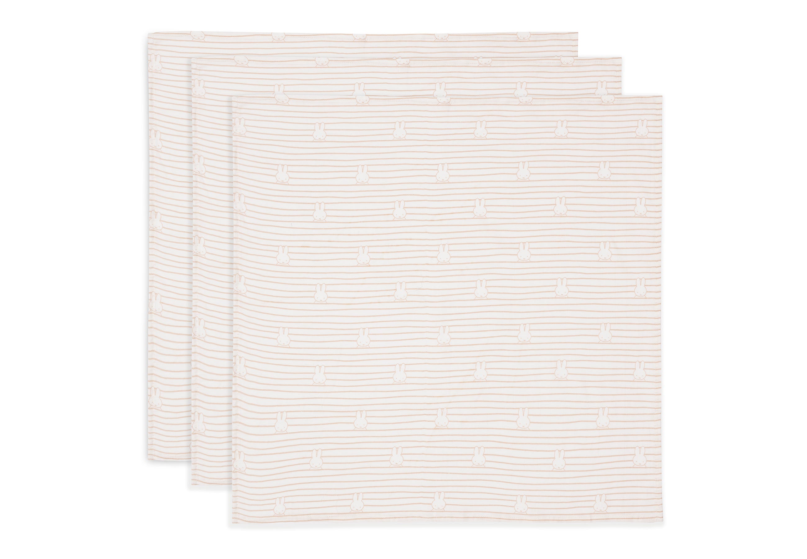 Jollein Jollein Cloth Muslin 70x70cm - Miffy Stripe Biscuit (3 Pack) - Pearls & Swines