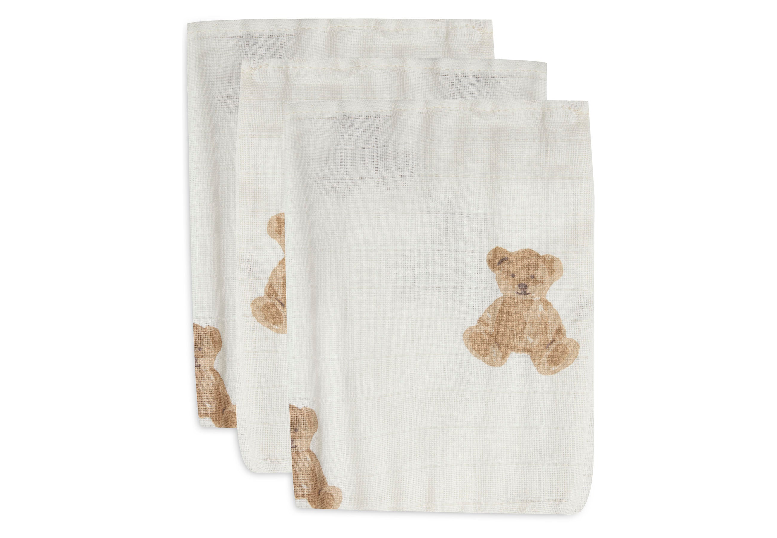 Jollein Jollein Washcloth Muslin 15x20cm - Teddy Bear (3 Pack) - Pearls & Swines