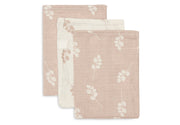 Jollein Jollein - Washcloth Muslin - Twig Wild Rose - 3 Pack - Pearls & Swines
