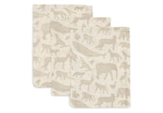 Jollein Jollein - Washcloth Muslin - Animals Nougat - 3 Pack - Pearls & Swines