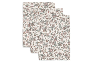 Jollein Jollein Washcloth Muslin 15x20cm - Retro Flowers (3 Pack) - Pearls & Swines