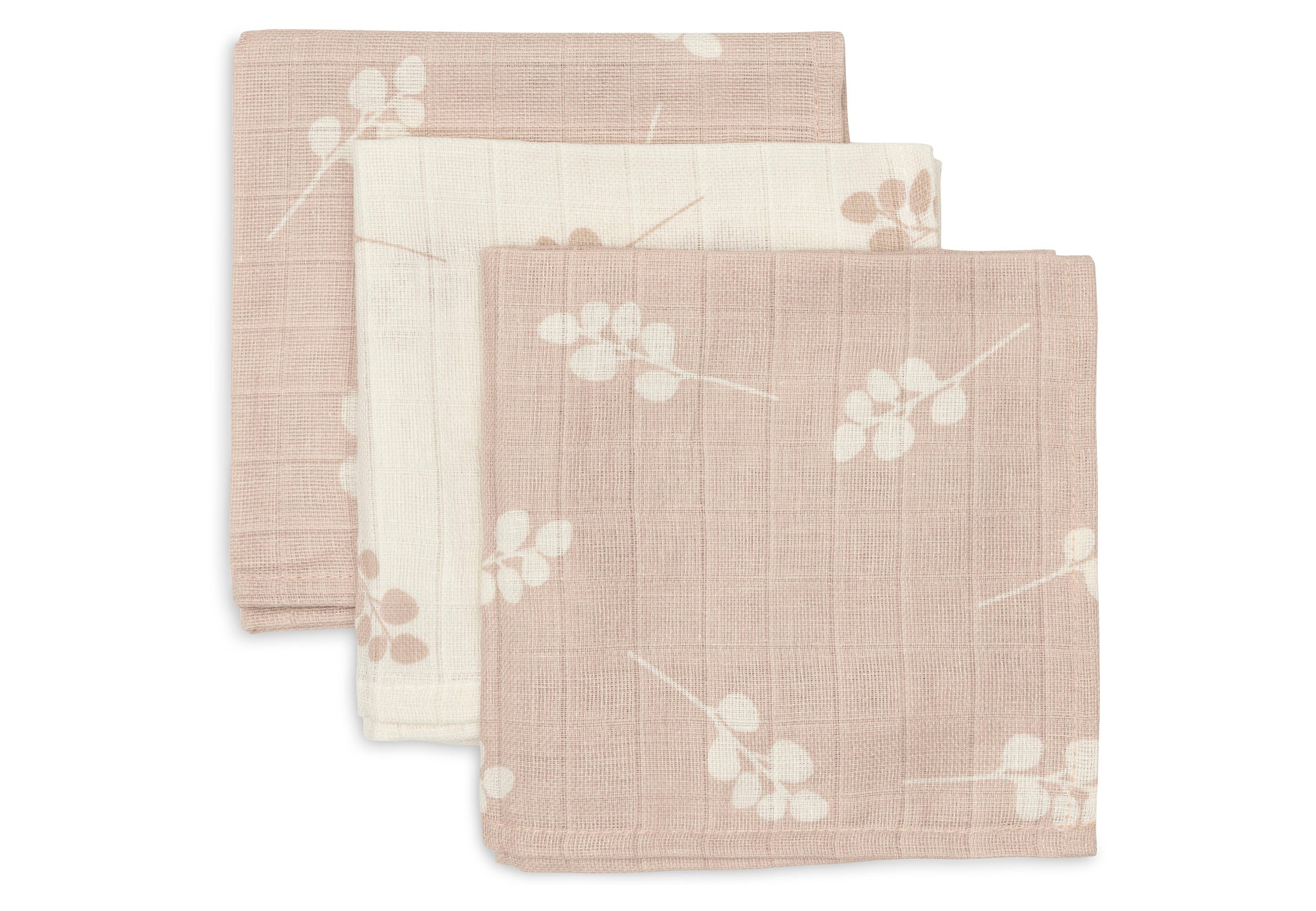 Jollein Jollein - Mouth Cloth Muslin - Twig Wild Rose - 3 Pack - Pearls & Swines
