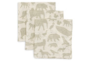 Jollein Jollein - Mouth Cloth Muslin - Animals Olive Green - 3 Pack - Pearls & Swines