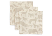Jollein Jollein - Mouth Cloth Muslin - Animals Nougat - 3 Pack - Pearls & Swines