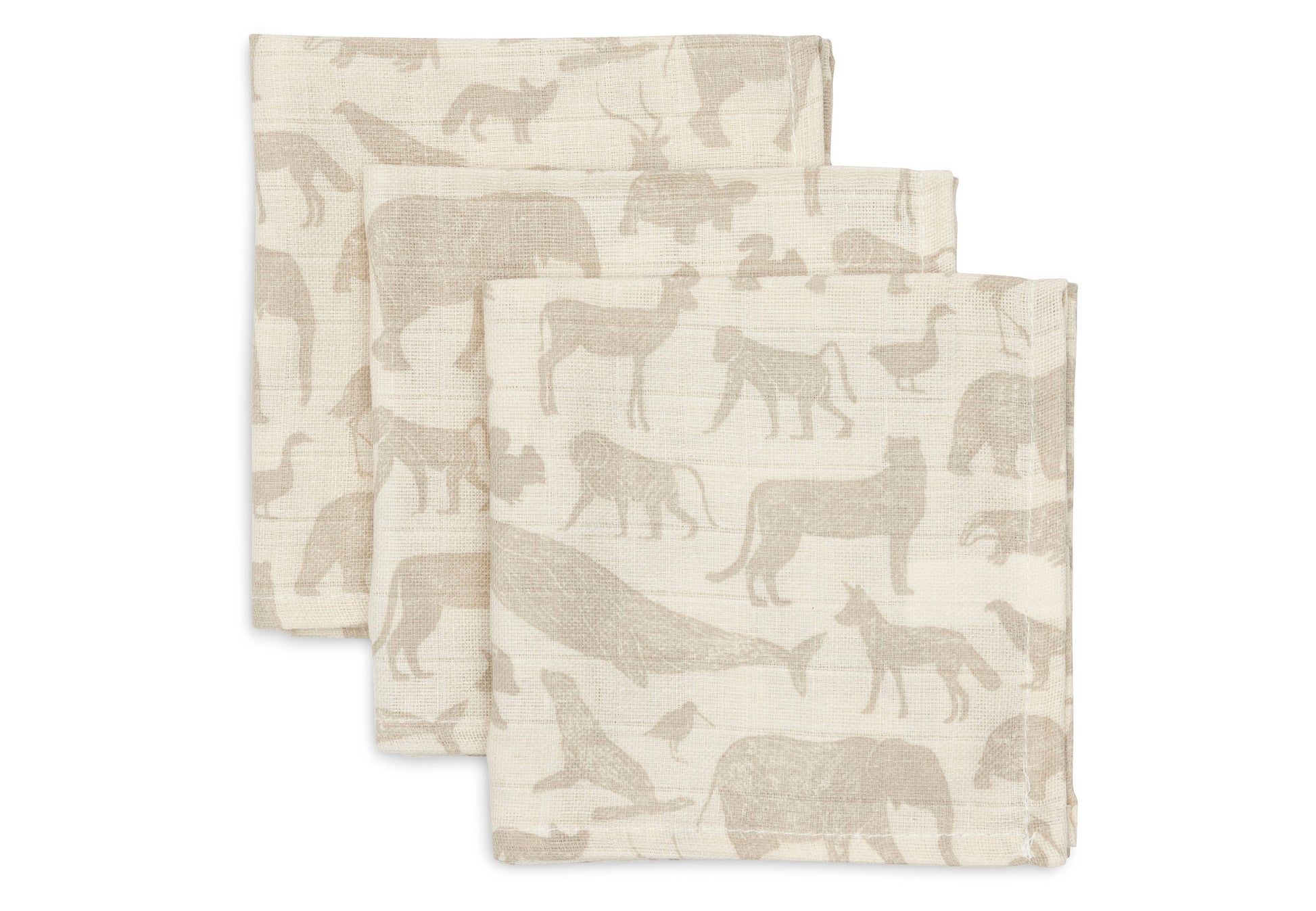 Jollein Jollein - Mouth Cloth Muslin - Animals Nougat - 3 Pack - Pearls & Swines
