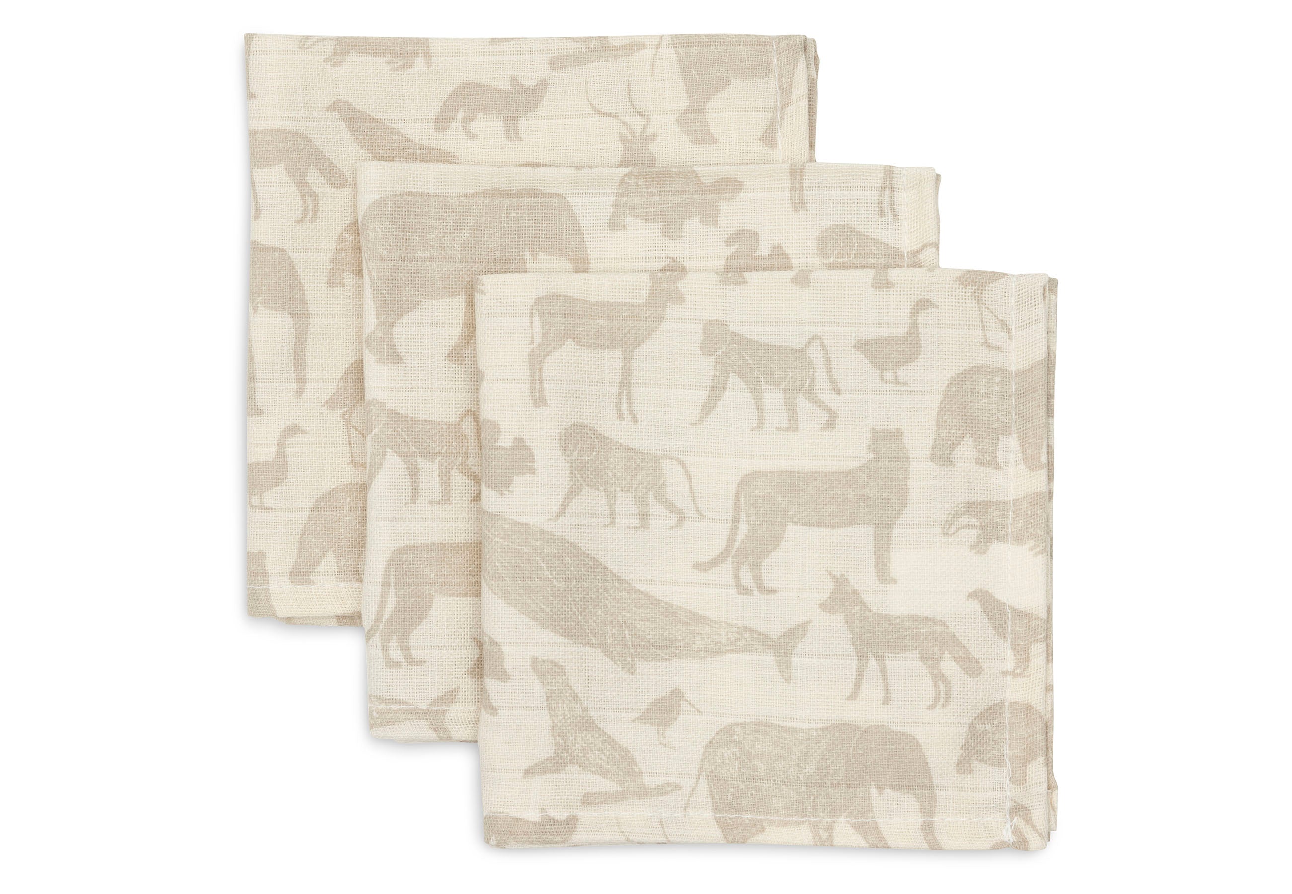 Jollein Jollein - Mouth Cloth Muslin - Animals Nougat - 3 Pack - Pearls & Swines
