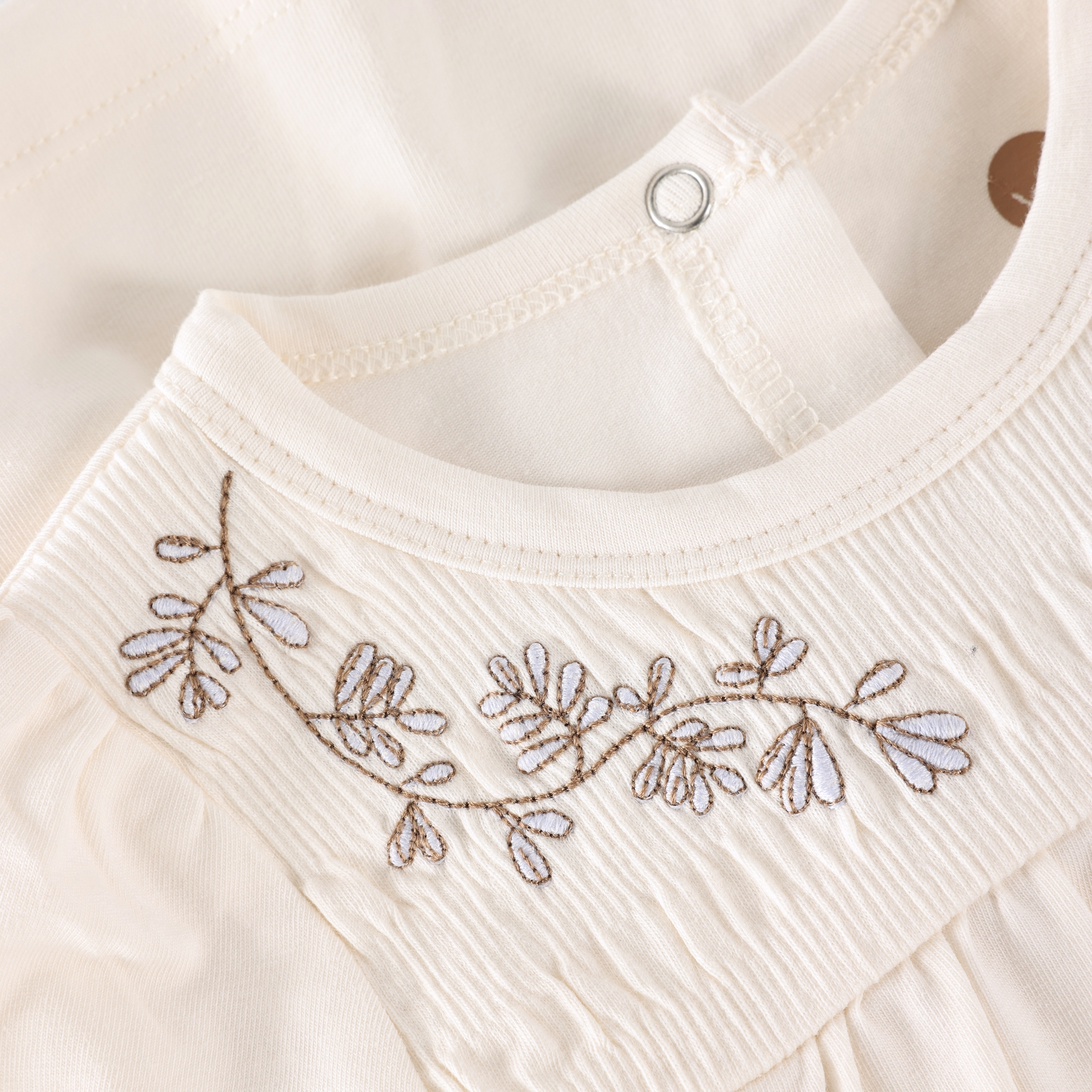 Enfant Enfant - Newborn Tunic SS Embroidery - Eggnog - Pearls & Swines