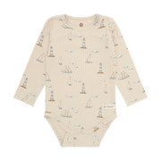 Enfant Enfant - Newborn Body LS Rib AOP - Fog - Pearls & Swines