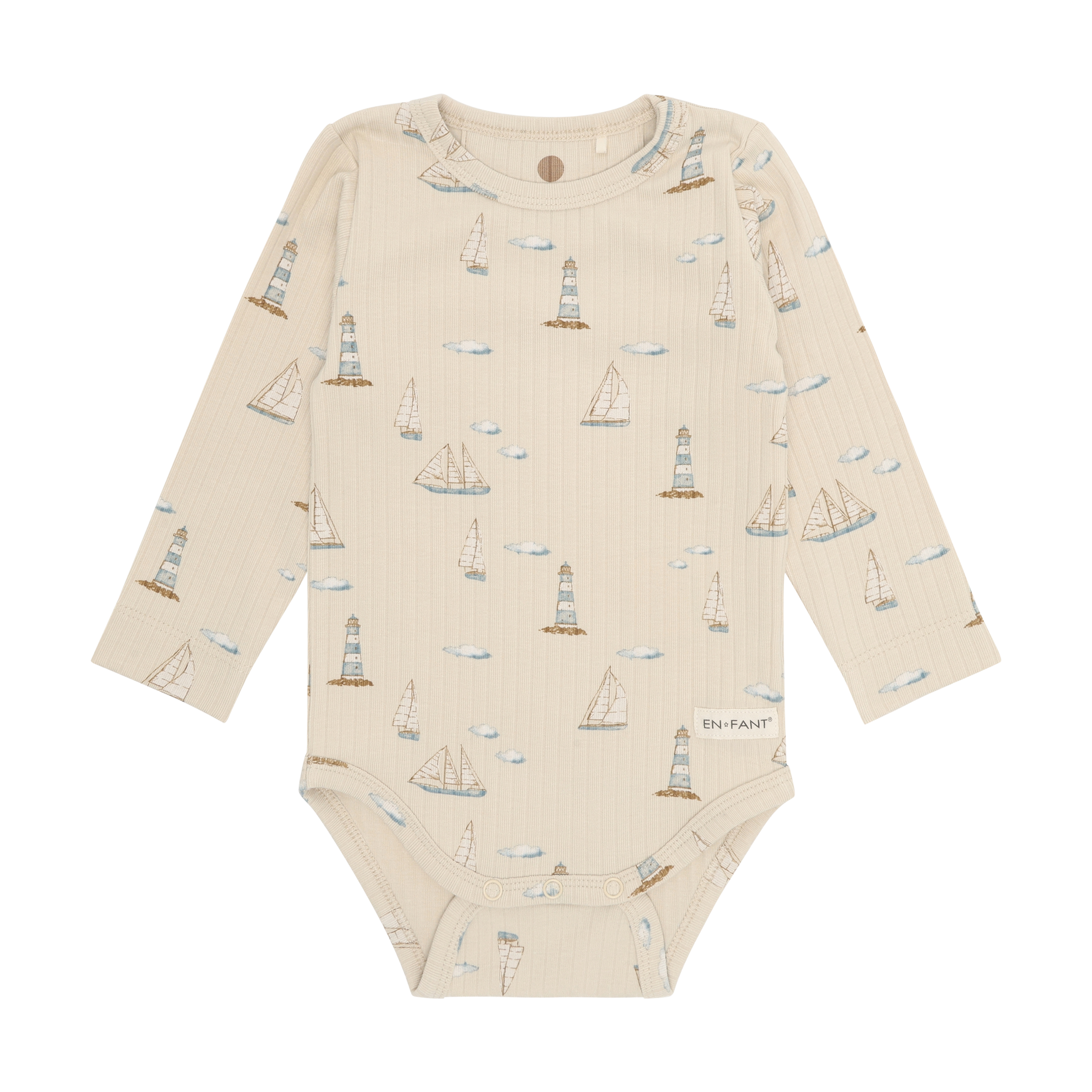 Enfant Enfant - Newborn Body LS Rib AOP - Fog - Pearls & Swines