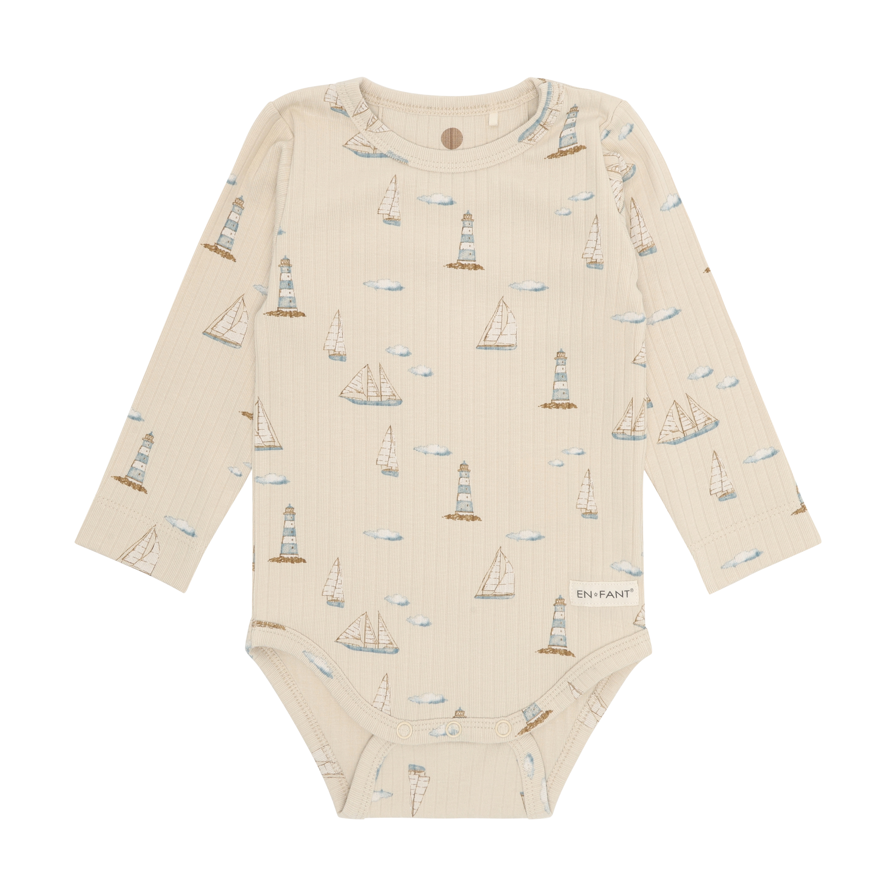 Enfant Enfant - Newborn Body LS Rib AOP - Fog - Pearls & Swines