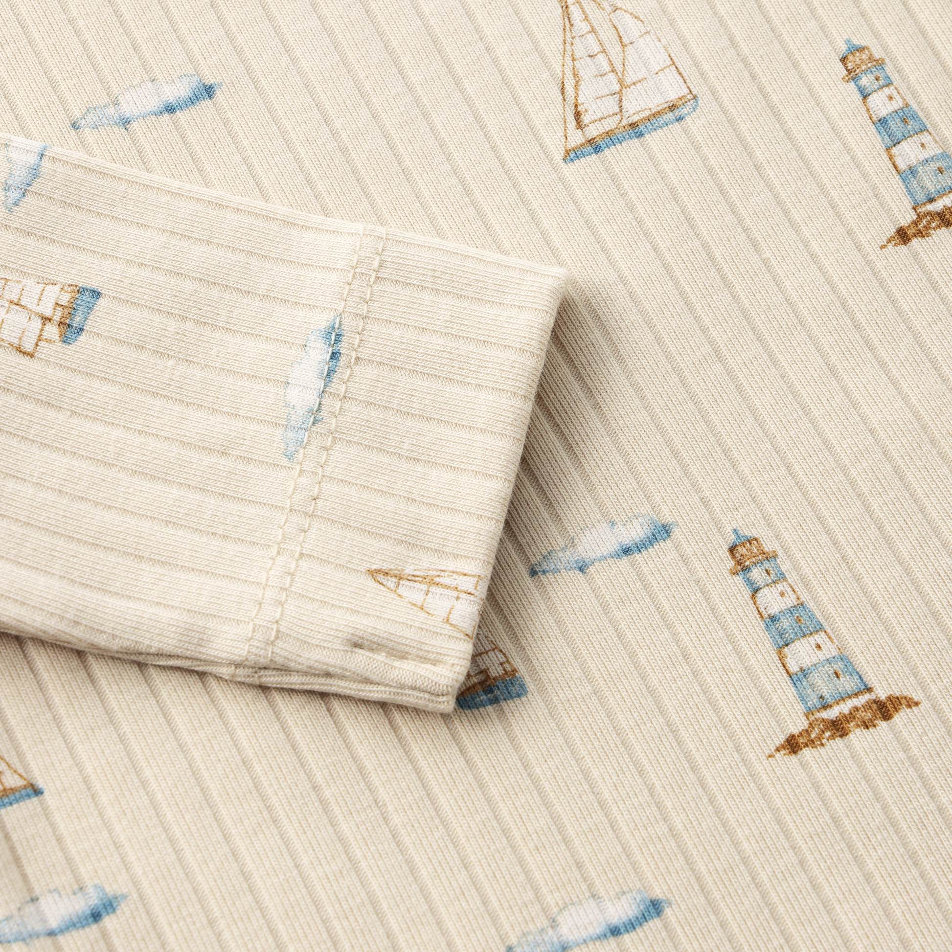 Enfant Enfant - Newborn Body LS Rib AOP - Fog - Pearls & Swines