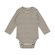 Enfant Enfant - Newborn Body LS Rib Stripe - Medieval Blue - Pearls & Swines
