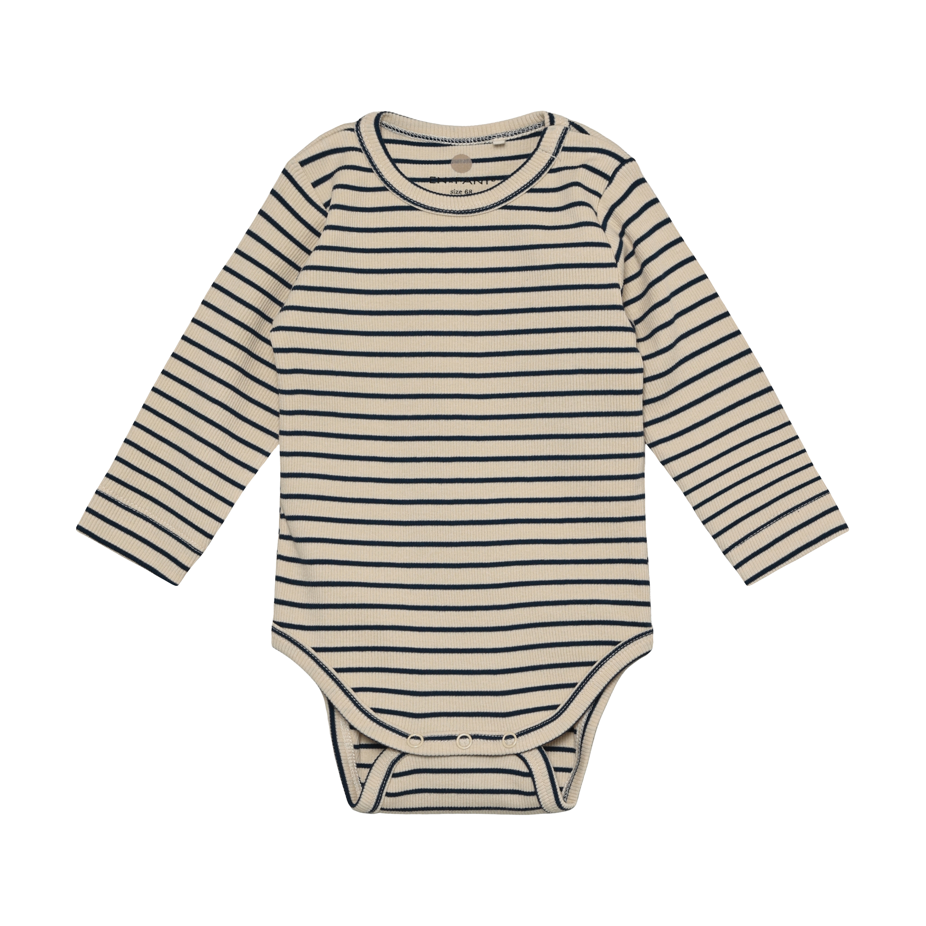 Enfant Enfant - Newborn Body LS Rib Stripe - Medieval Blue - Pearls & Swines