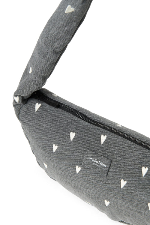 Pearls & Swines Studio Noos - Denim Mini Cross Body Bag - Grey Hearts - Pearls & Swines