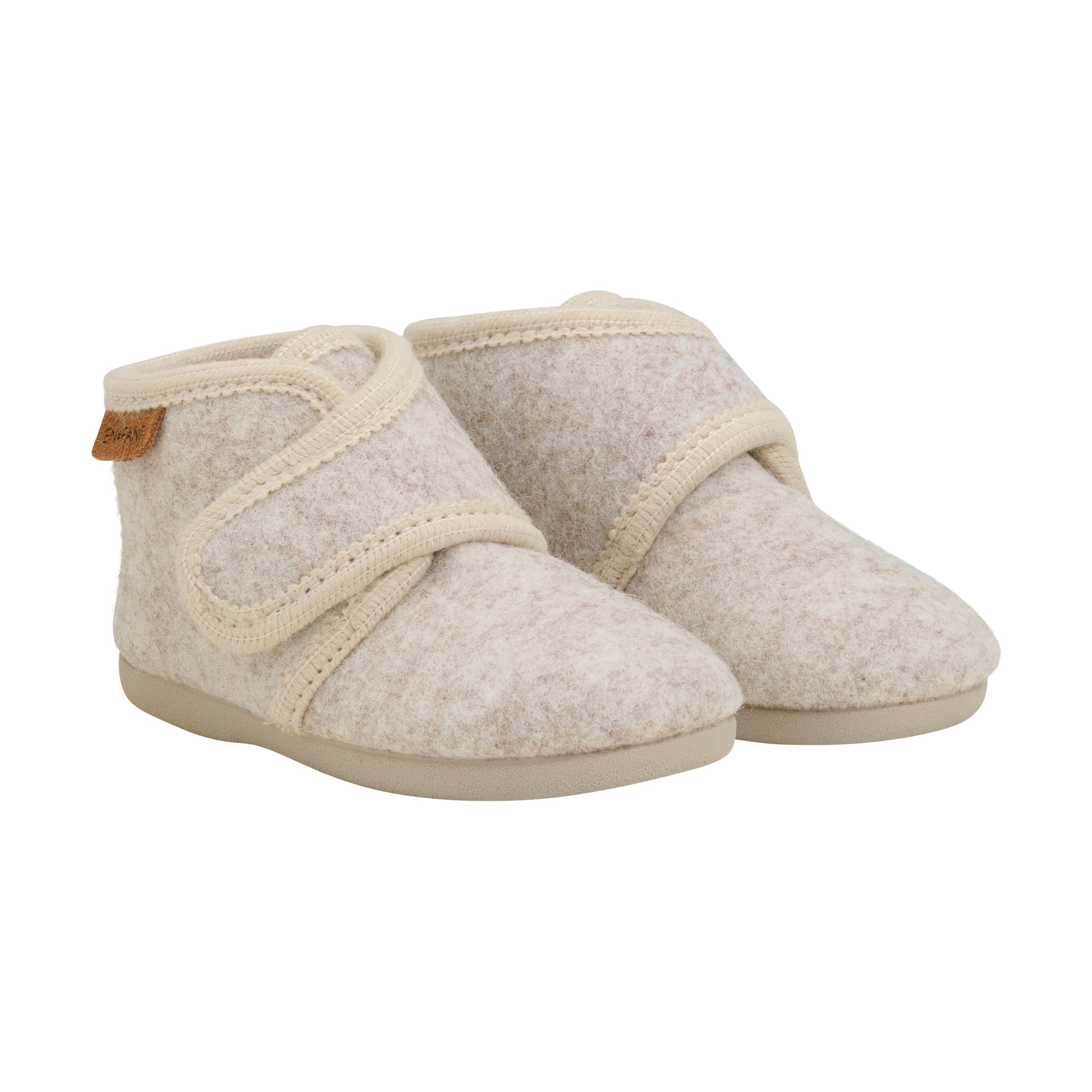 Enfant Enfant Baby Wool Slippers - Sand Melange - Pearls & Swines