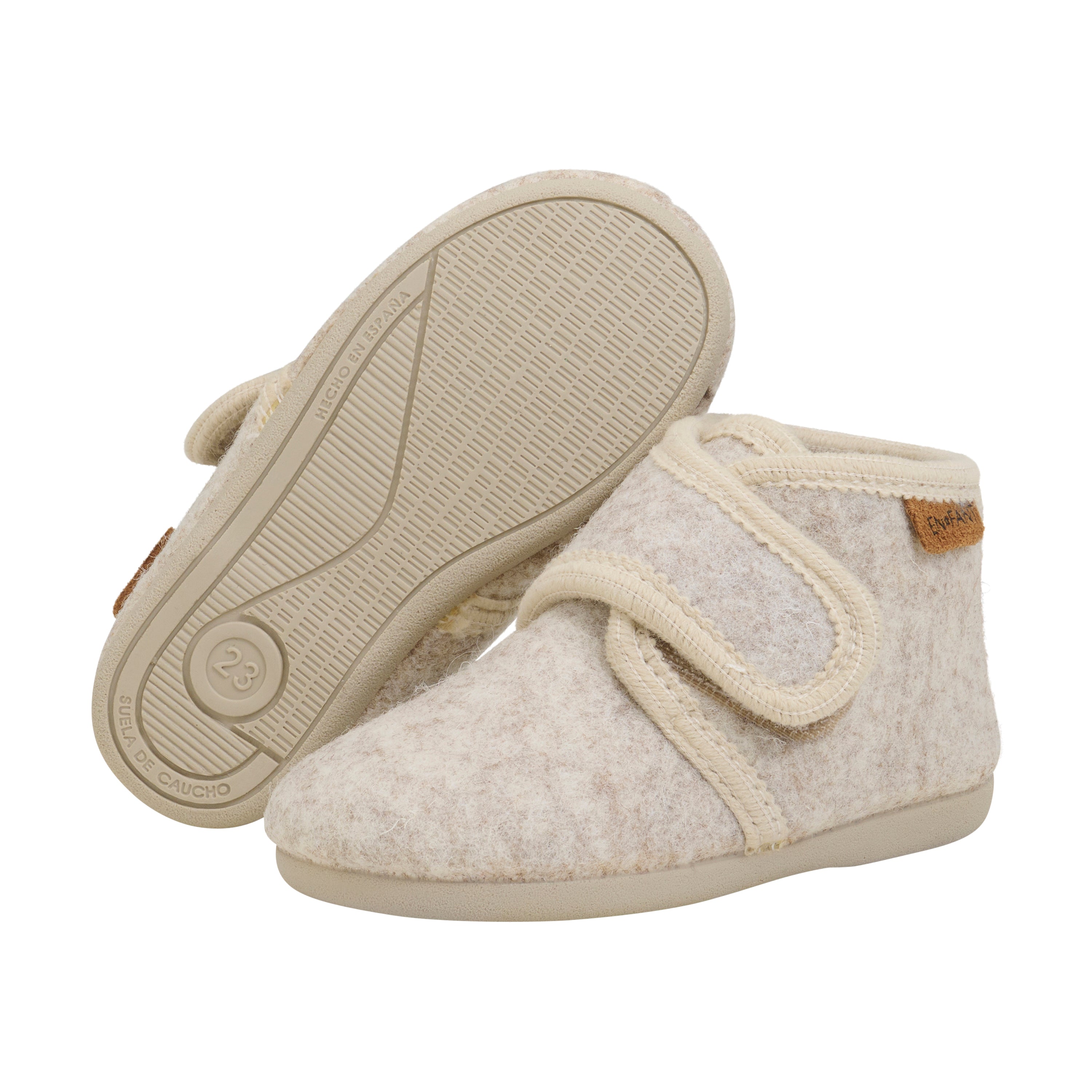 Enfant Enfant Baby Wool Slippers - Sand Melange - Pearls & Swines