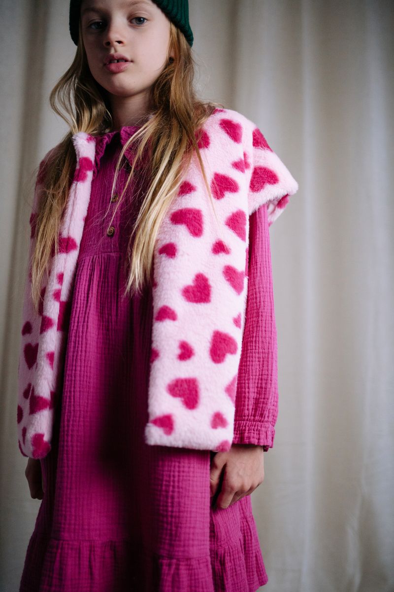 Daily Brat Daily Brat - Heart Crush Teddy Vest - Soft Pink - Pearls & Swines