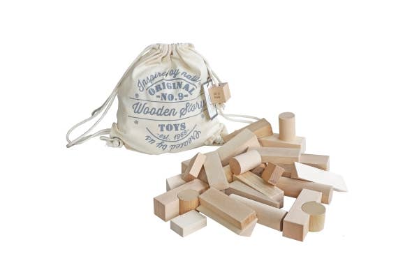 Wooden Story Wooden Story - Raw blocks in sack - 30 pcs - Pearls & Swines