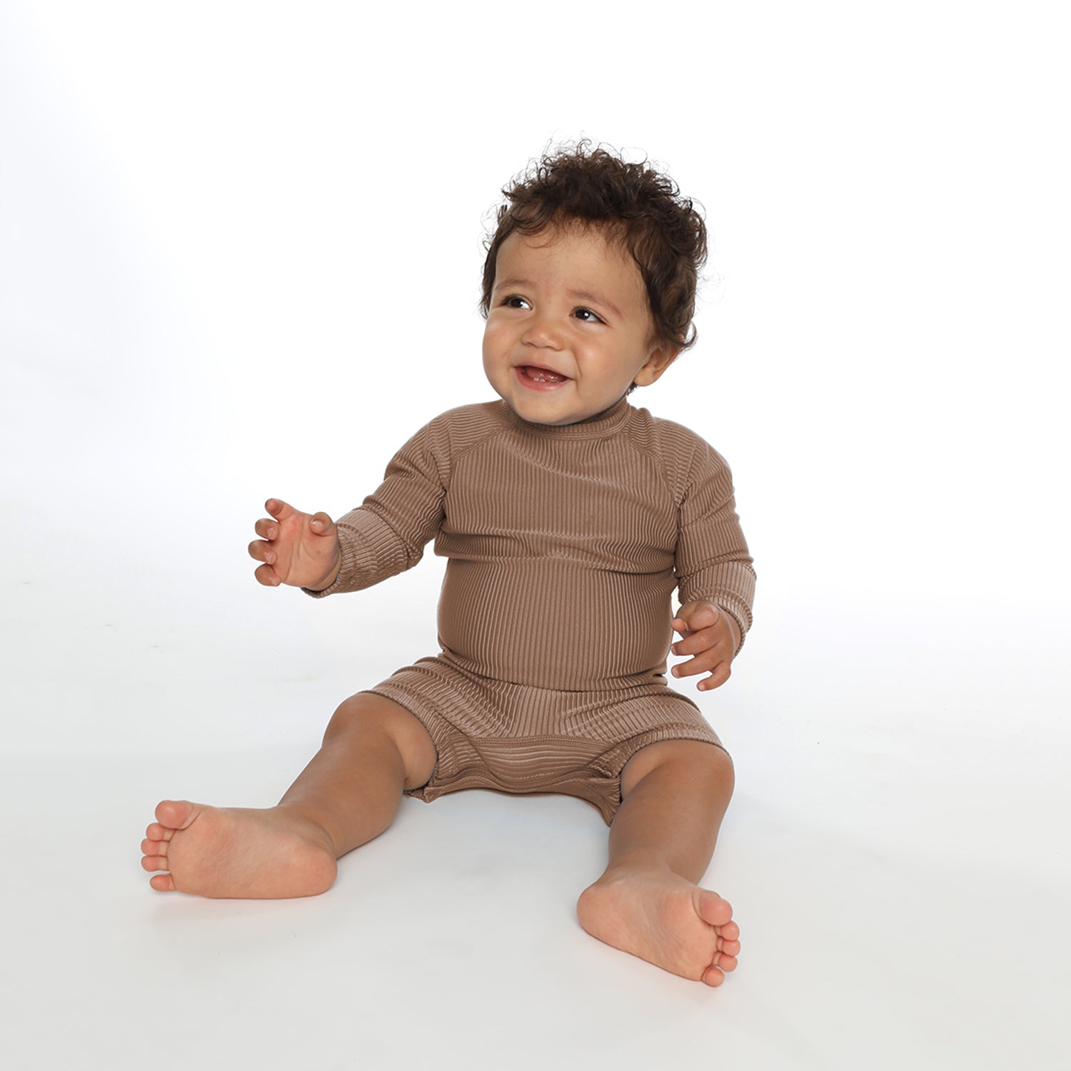 Beach &amp; Bandits Beach & Bandits - Chocolate Ribbed - Baby Suit - Pearls & Swines