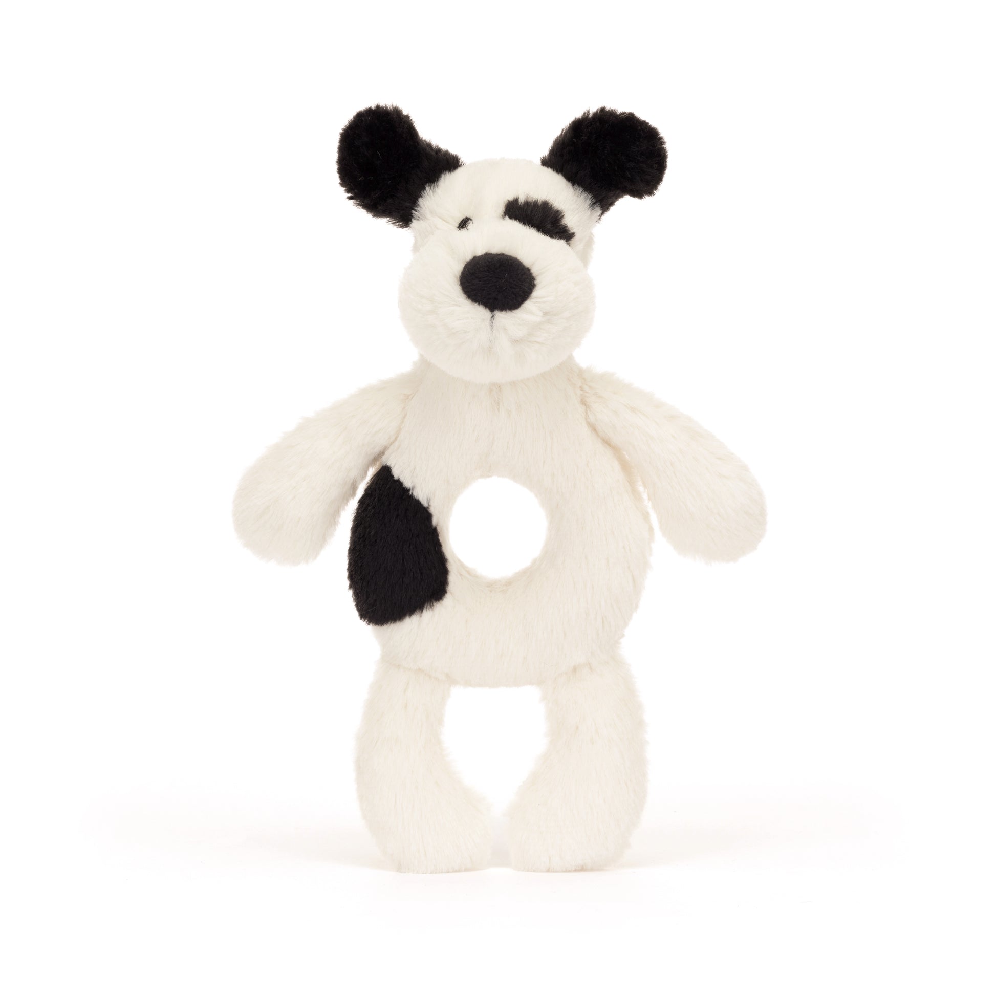 Jellycat Jellycat - Bashful Black & Cream Puppy Ring Rattle - Pearls & Swines