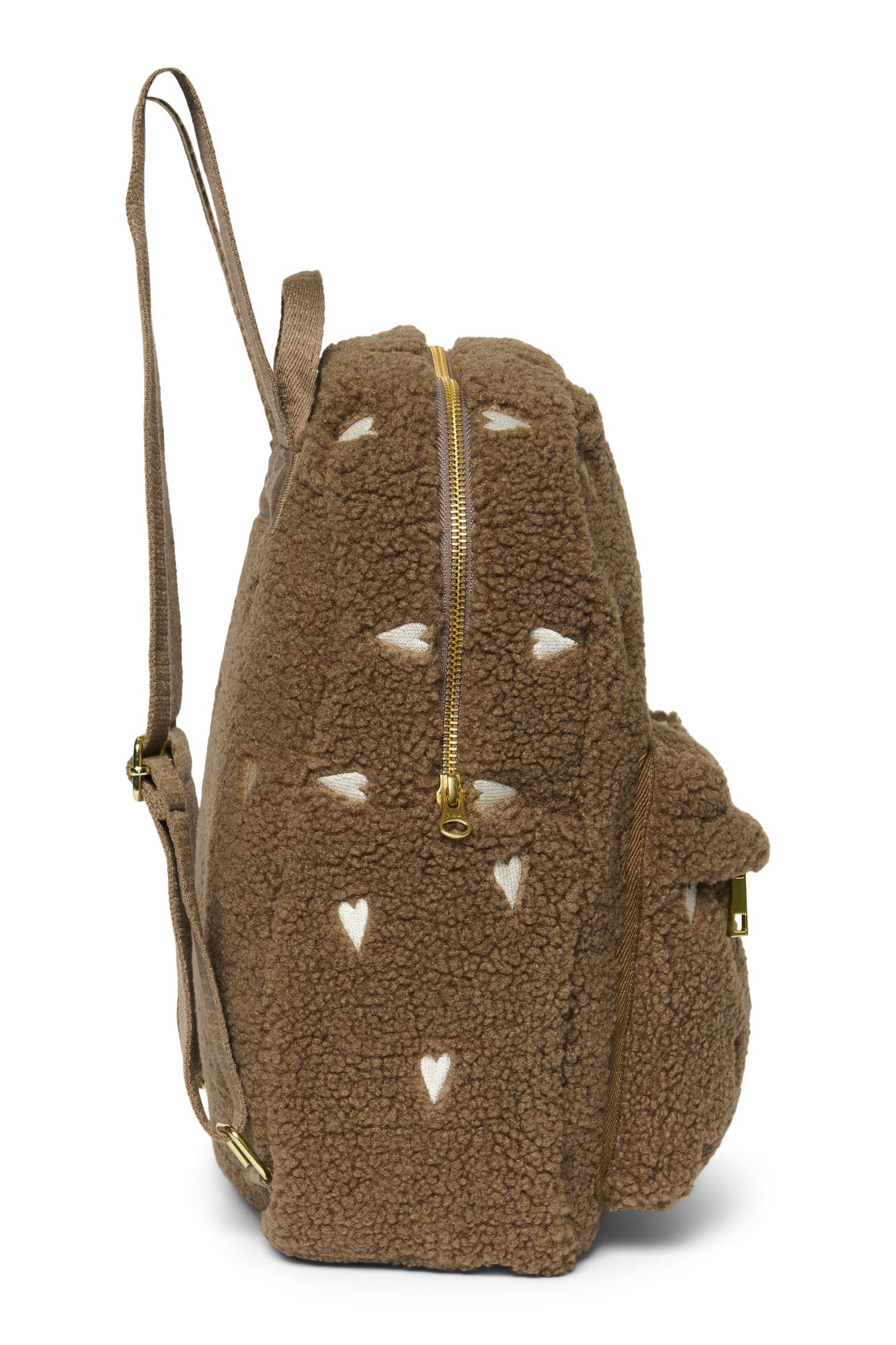 Pearls & Swines Studio Noos - Teddy Midi Backpack with Front Pocket - Brown Hearts - Pearls & Swines